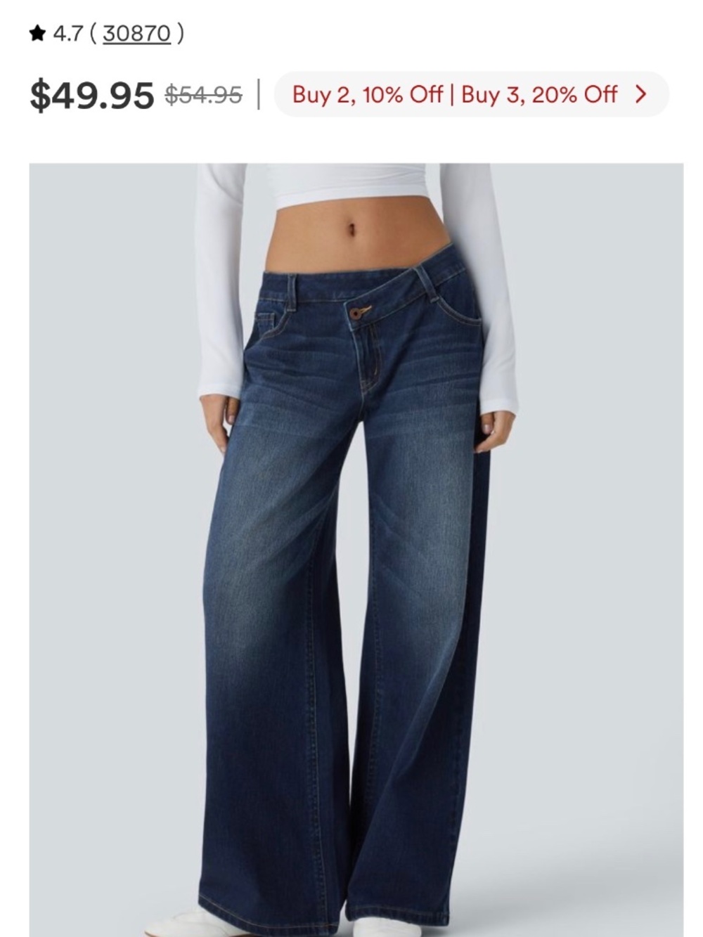 Halara dark wash asymmetrical jeans sz medium
